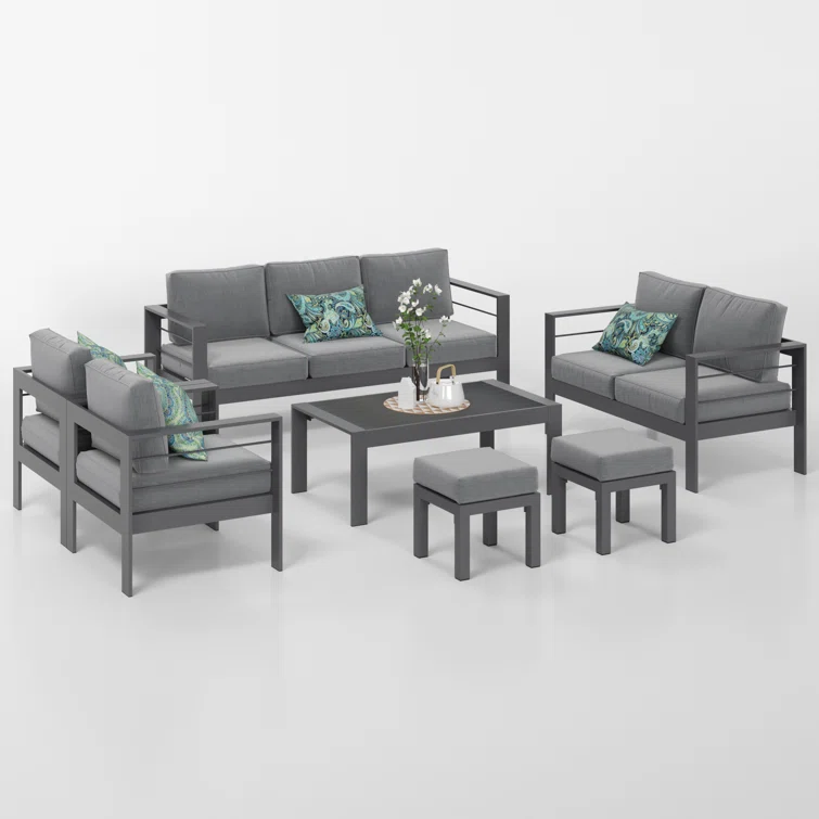 Stumbaugh 9 - Person Aluminum Sofa Seating Group with Cushions