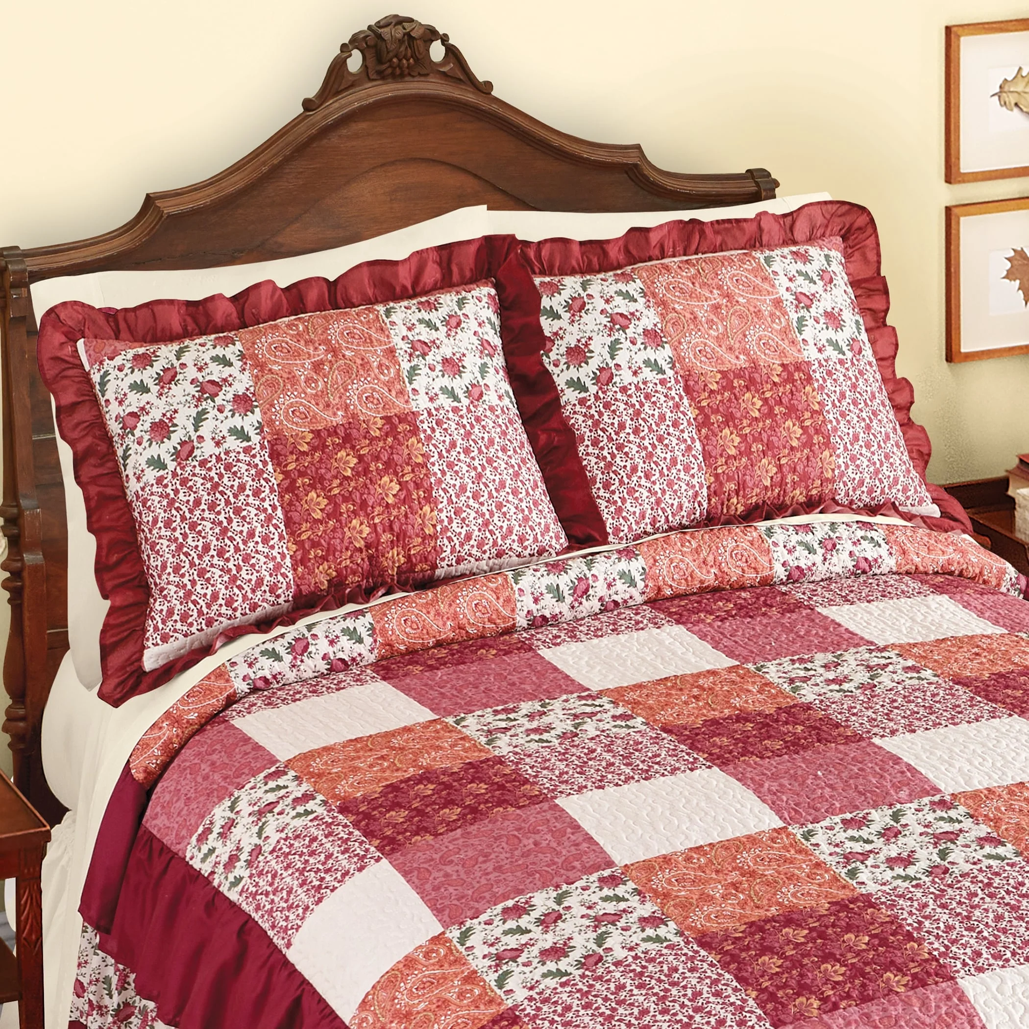 Rebecca Patchwork Ruffle Border Pillow Sham