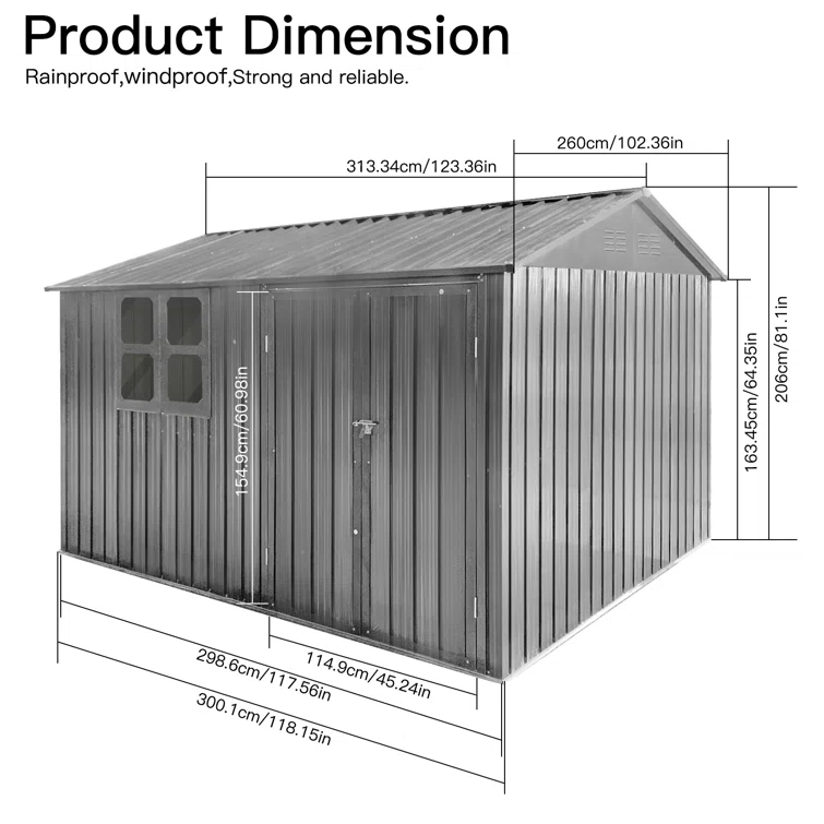 Burton 10 Ft. W X 8 Ft. D Metal Tool Shed