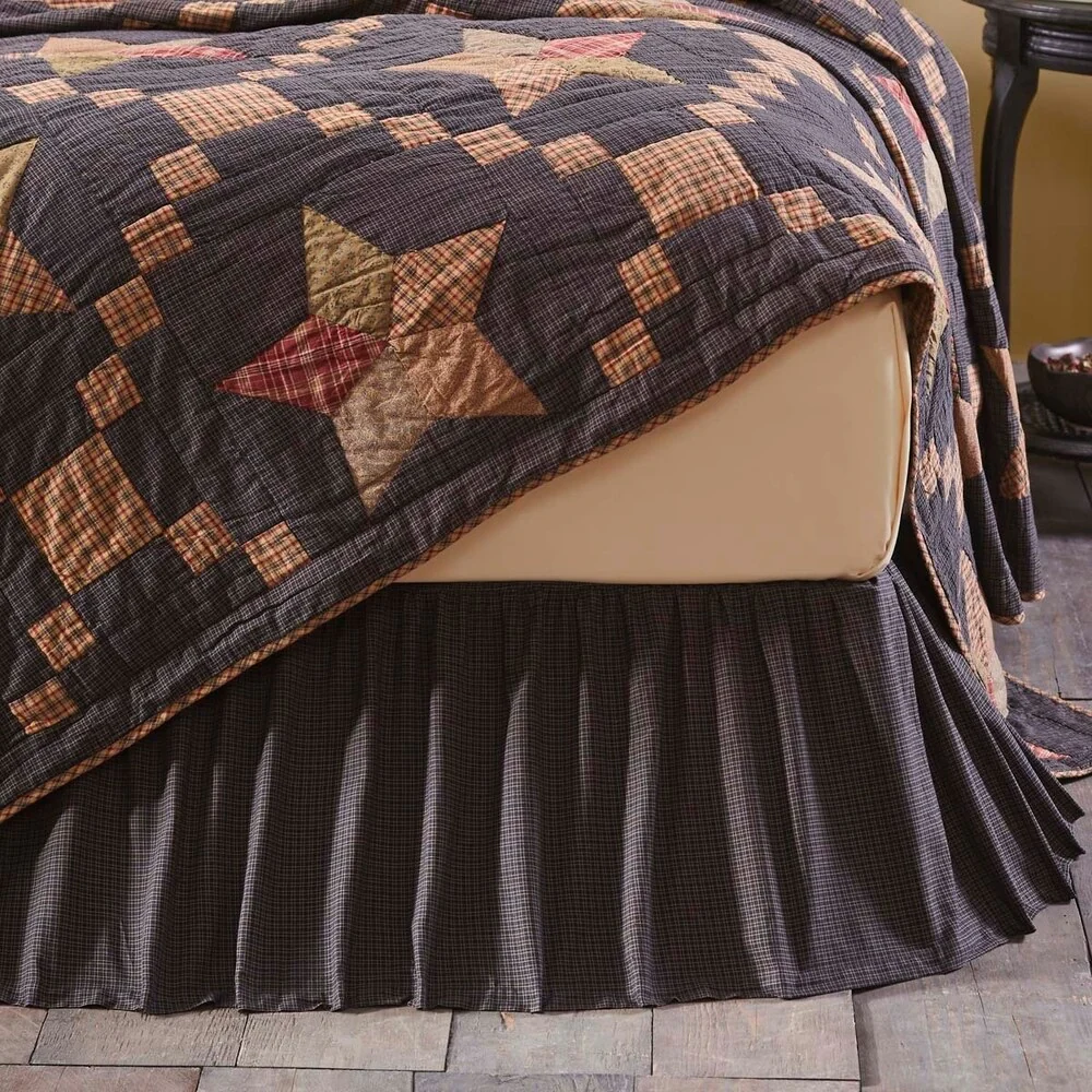 Blue Americana Bedding VHC Arlington Bed Skirt Cotton Plaid Gathered