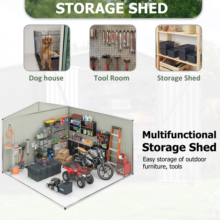 Lockable Doors 8 ft. W x 12 ft. D Metal Tool Shed