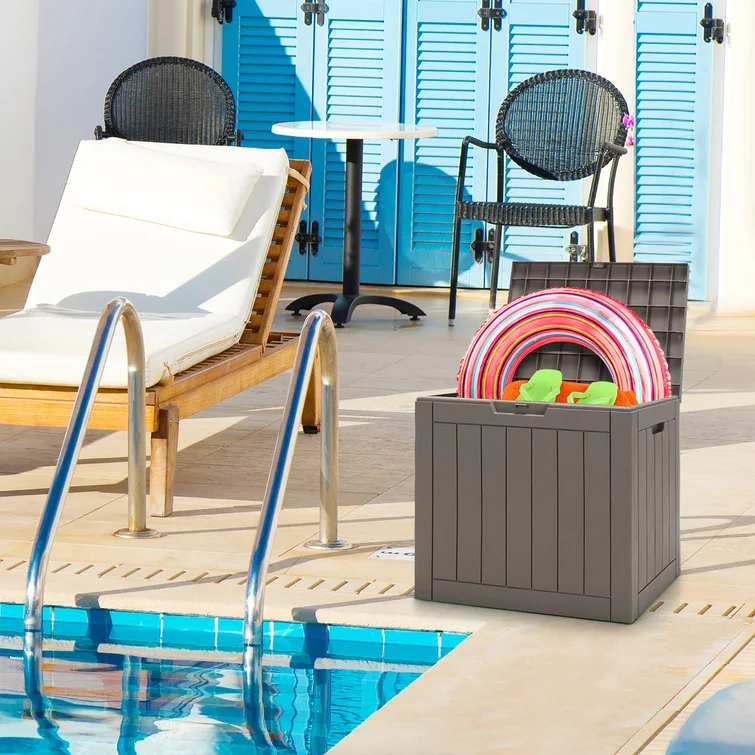 Costway 22'' W 30 Gallons Water Resistant Plastic Deck Box