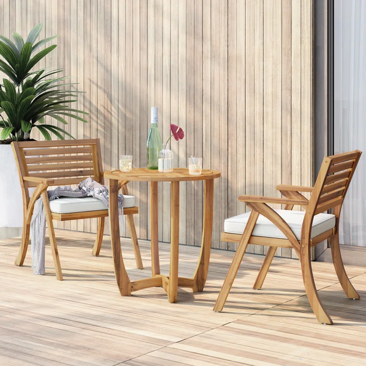 2 - Person Round Outdoor Dining Set with Cushions