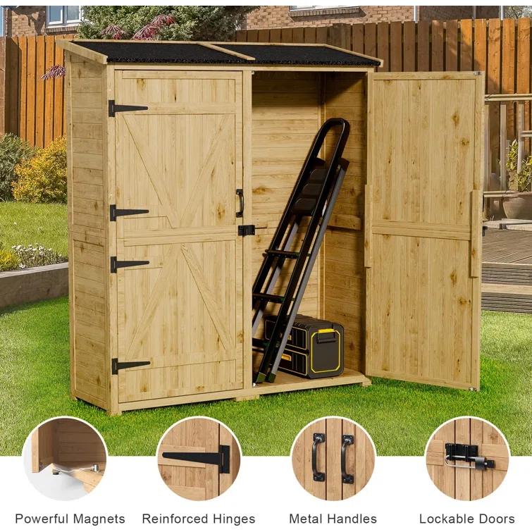 4 ft. 7 in. W x 1 ft. 5 in. D Solid Wood Vertical Tool Shed