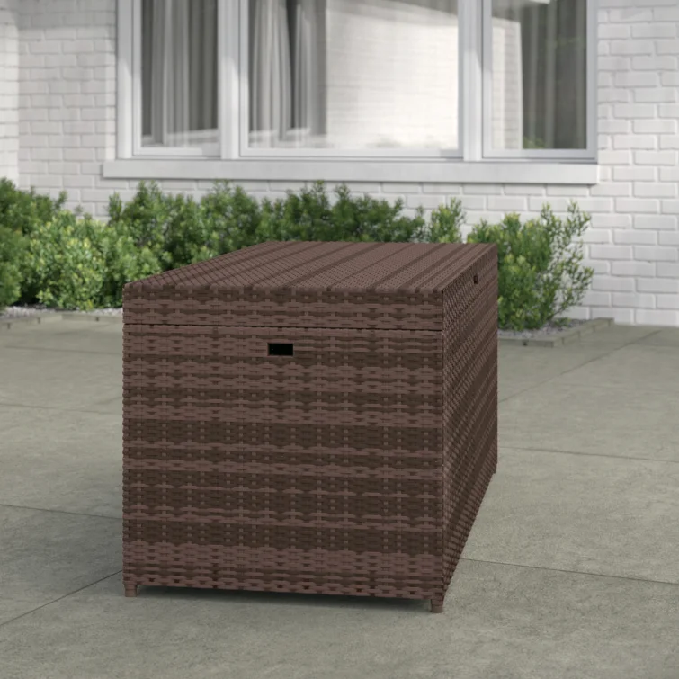 Latitude Run® Adelita 52'' W 100 Gallons Water Resistant Wicker Deck Box in Brown