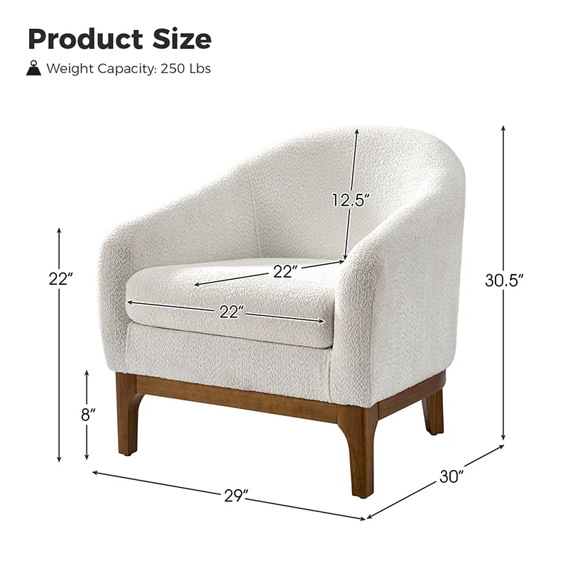 August Boucle Armchair Chair with Soft, Fuzzy Texture
