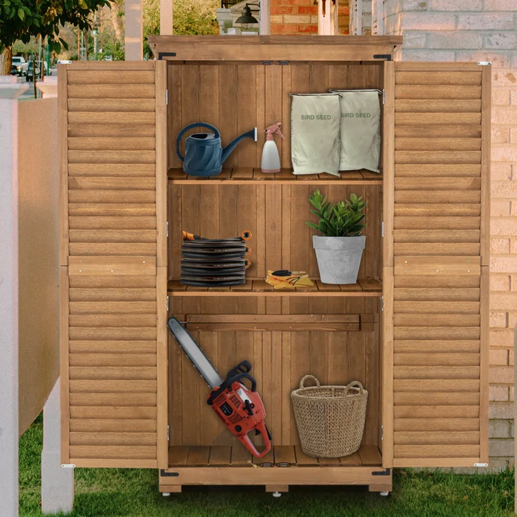 Garden 3 ft. W x 2 ft. D Outdoor Storage Wood Cabinet,Garden Storage Shed with Lockers