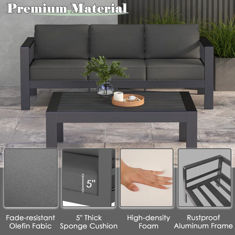 Arnhildur 5 - Person Outdoor Seating Group with Cushions
