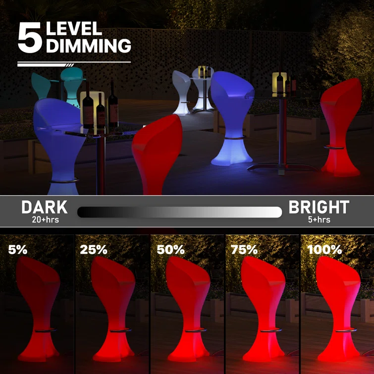 LED Light Up Bar Stool and Table Variable Chair Color Suitable for Bars