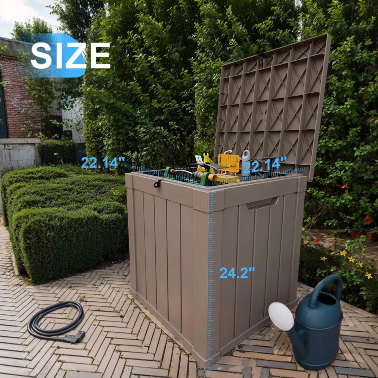 Deck Box 22.13'' W 50 Gallons Resin Lockable Deck Box