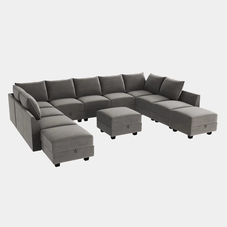 Kandle Modular Upholstered Velvet Chaise Sectional Sofa