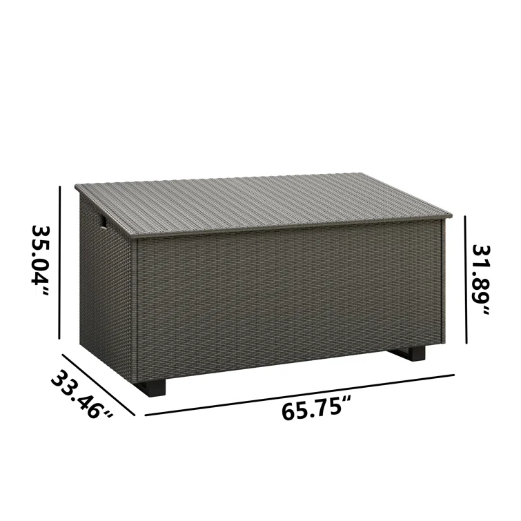 Kristiana 204 Gallon Water Resistant Wicker / Rattan Outdoor Deck Box with Metal Sled Base