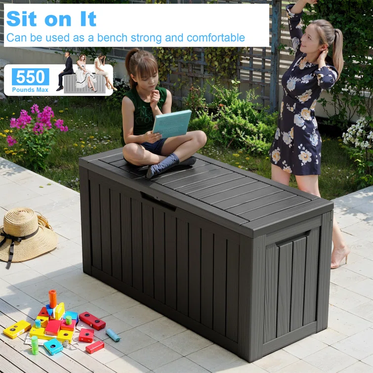 LeHom 46.3'' W 80 Gallons Water Resistant Resin Lockable Deck Box