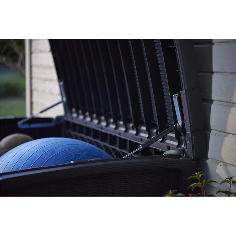 Keter Borneo 110 Gallon Rattan Wicker Resin Patio Deck Storage Box Bench