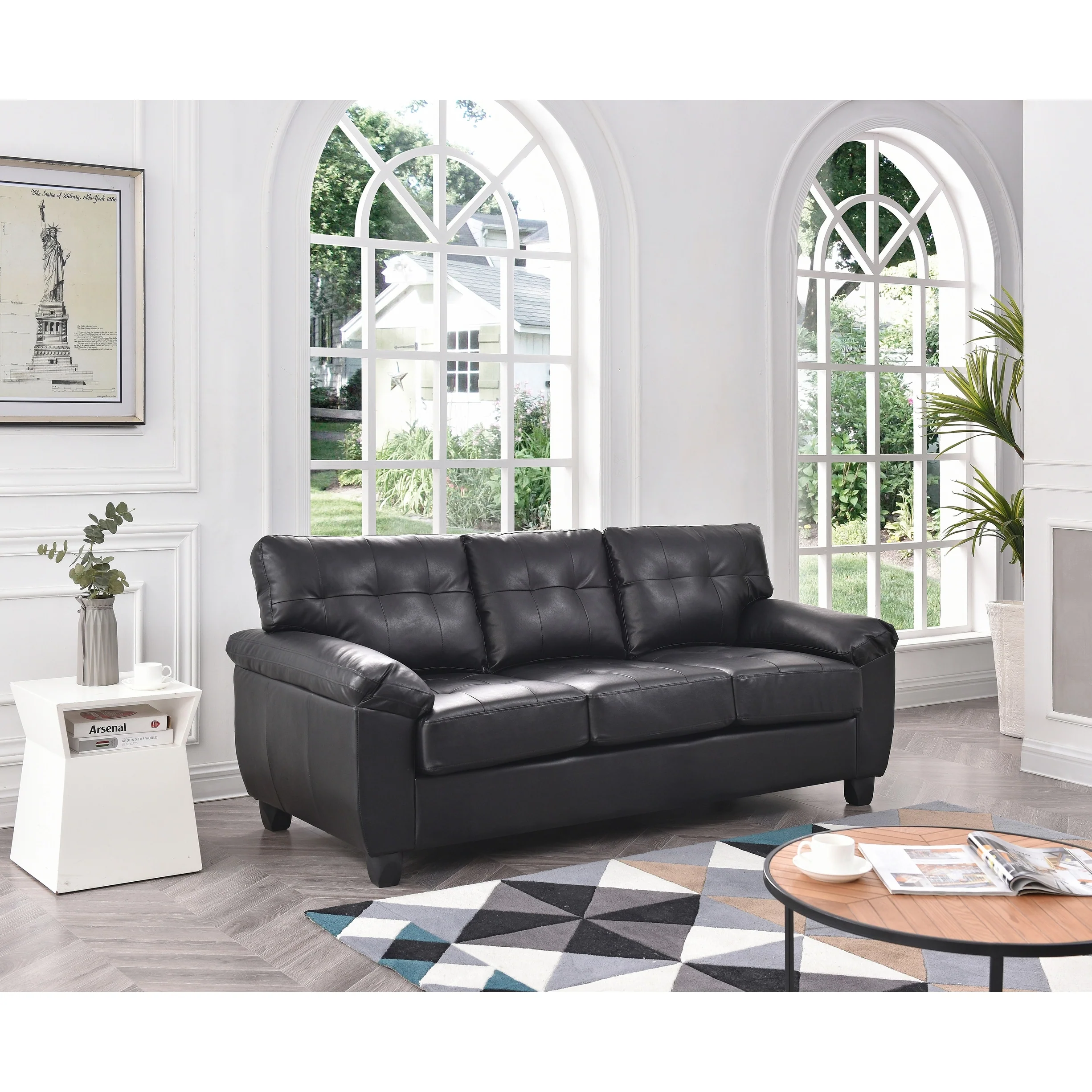 Gallant 78 in. W Flared Arm Faux Leather Straight Sofa - 33