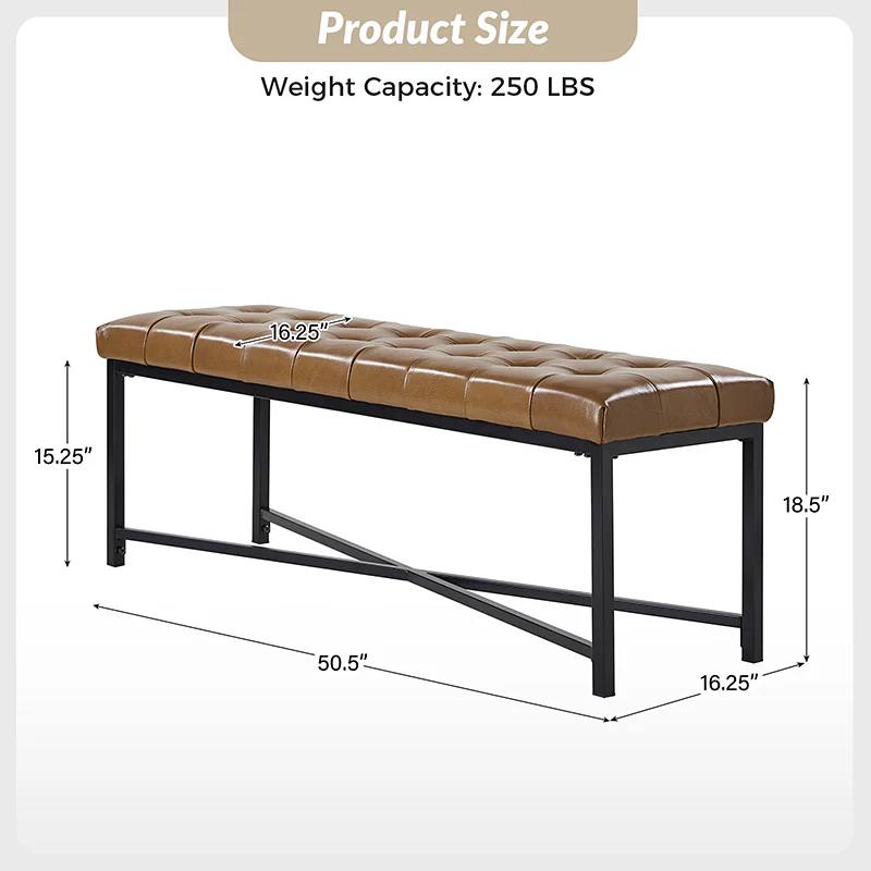 Arnold Versatile Elegance: Genuine Leather Bench with Button-Tufted Design