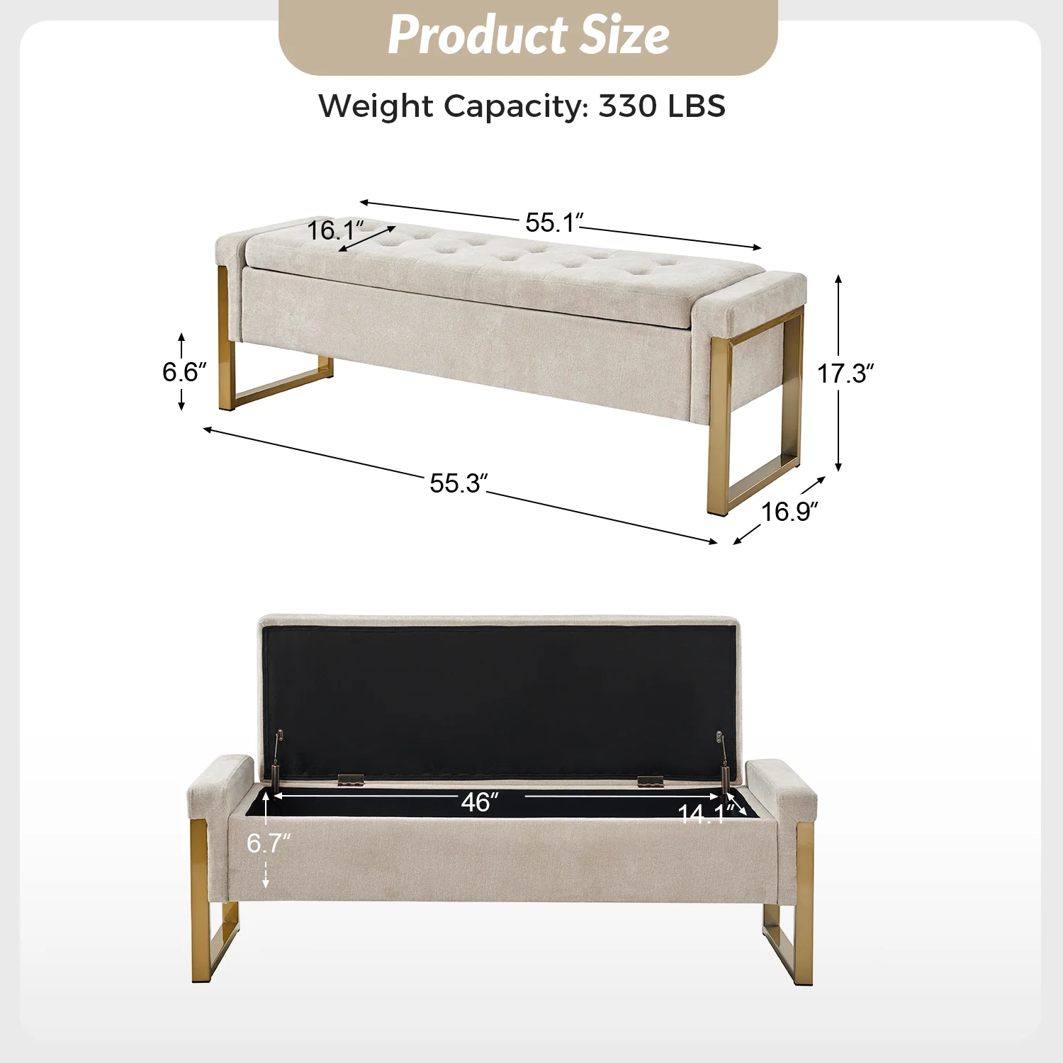 Flora Modern Upholstered Flip Top Storage Bench