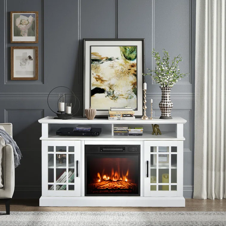 Ripley 48'' W Storage Credenza with Electric Fireplace Included