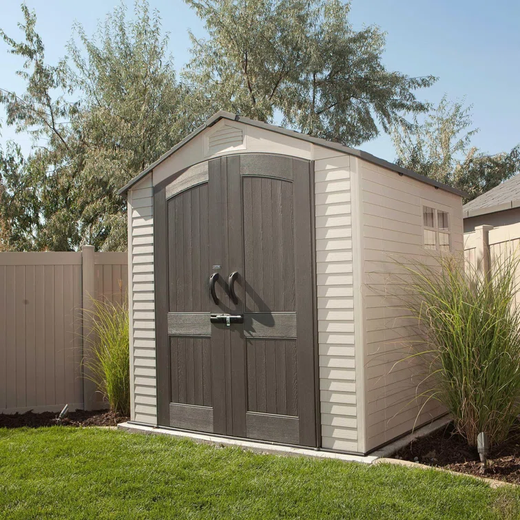 Lifetime 7 Ft. x 7 Ft. High-Density Polyethylene (Plastic) Outdoor Storage Shed with Steel-Reinforced Construction