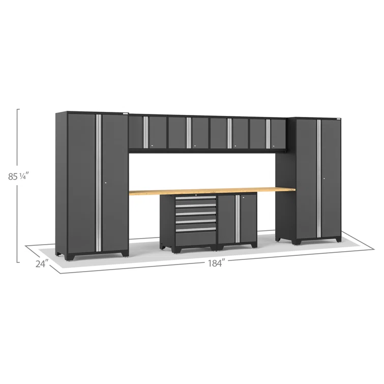 Pro 3.0 Series 10 Piece Garage Storage Cabinet Set with Worktop