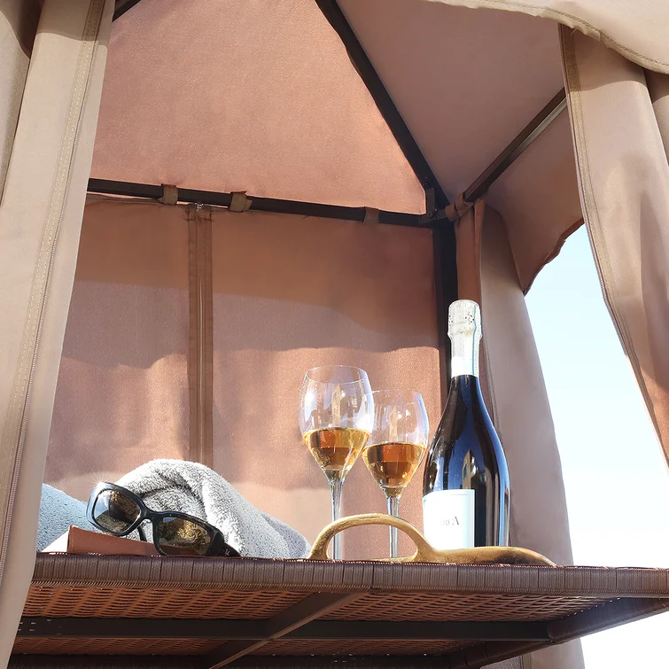 Sophie's Sunlit Wicker Towel Valet with Zipper Cover and Wheels