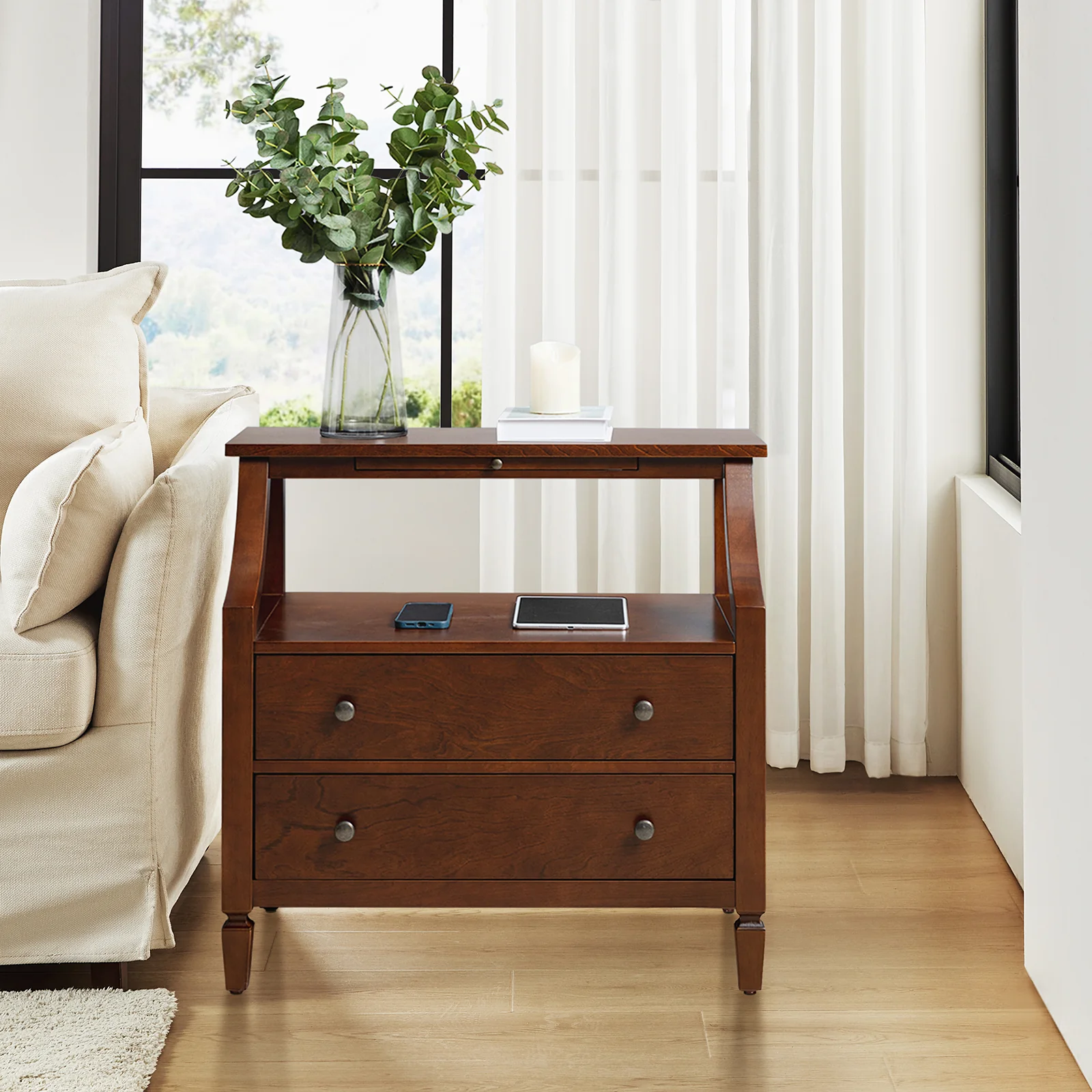 Grace 2 - Drawer Nightstand Chest with Built-in Outlets