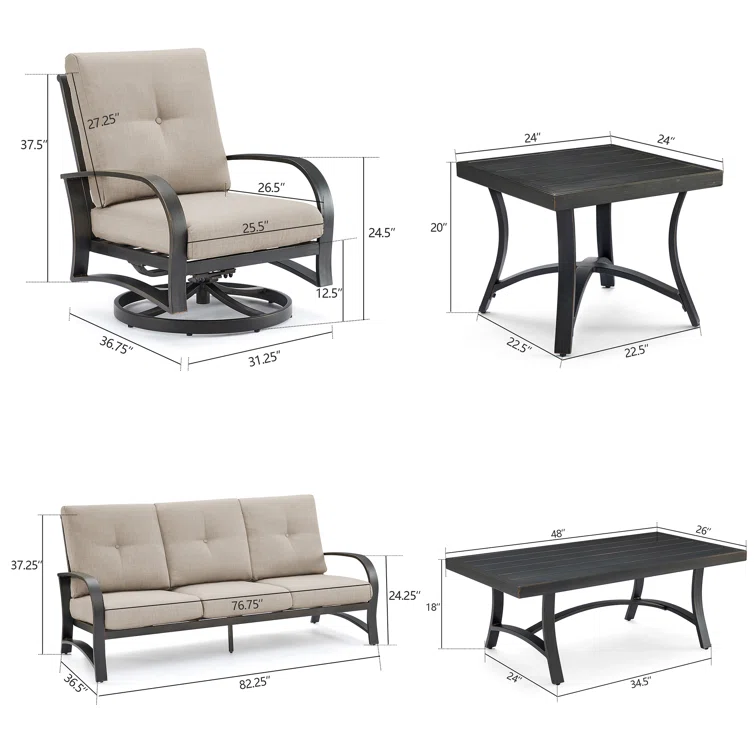 Aleston 5 - Person Outdoor Seating Group with Cushions