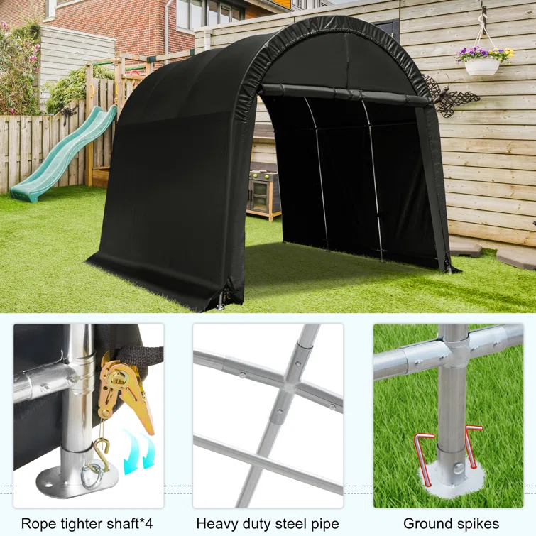 10 ft. W x 15 ft. D Plastic Portable Garage Shed