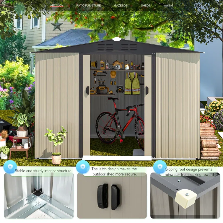 8 ft. 5 in. W x 6 ft. D Metal Storage Shed