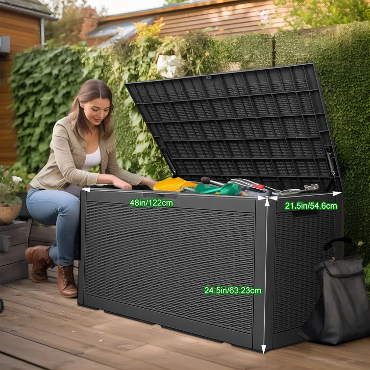 LeHom 47.9'' W 100 Gallons Water Resistant Resin Lockable Deck Box