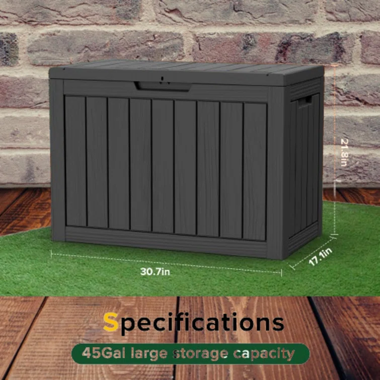 WORACO 17.13'' W 45 Gallons Water Resistant Resin Lockable Deck Box