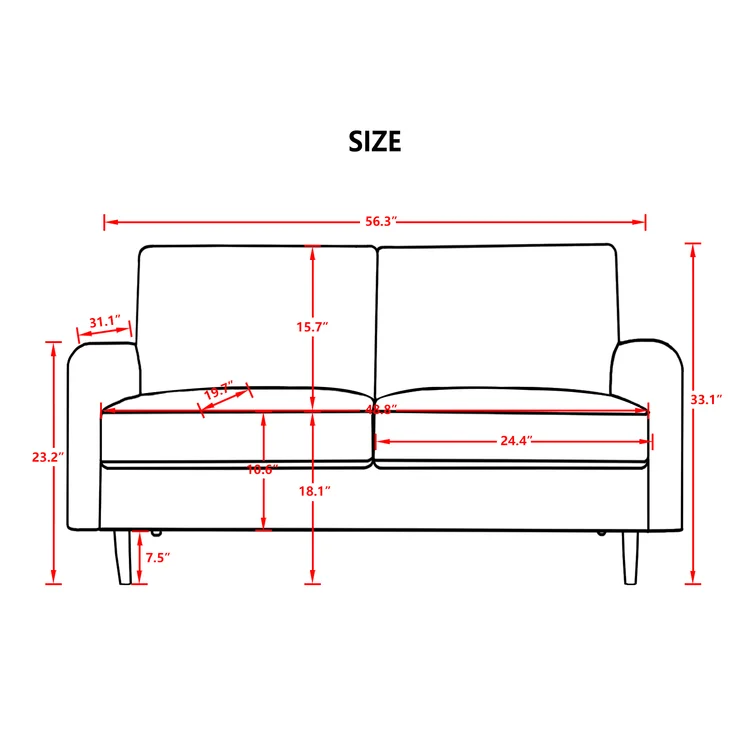 Hasaam Everly Quinn 56.3" Wide Velvet Round Arms Small Apartment Loveseat