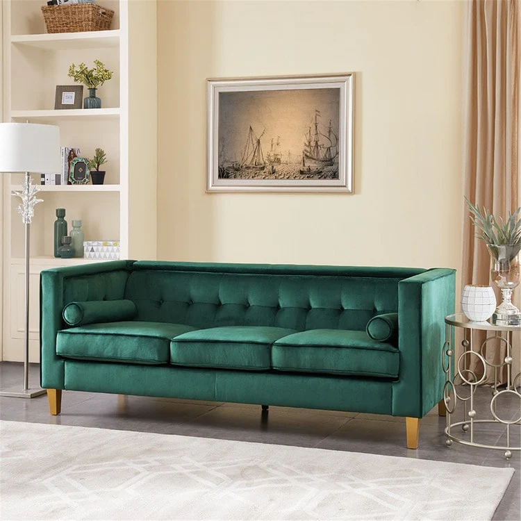 Sofa for Living Room Mid Century Sofa Tufted Cushion Solid Wooden Legs for Living Room Bedroom Comfy