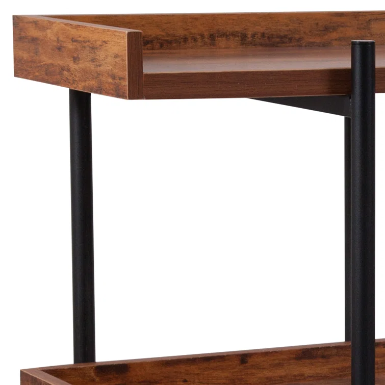 Ohlson 3 Shelf 35"H Display Unit with Metal Frame in Rustic Wood Grain Finish