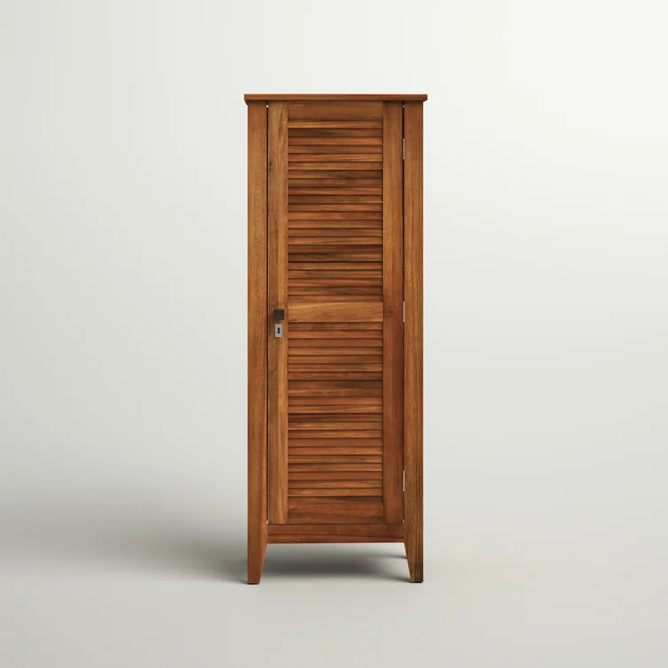 Beachcrest Home™ Anjenette 24'' W 104.73 Gallons Water Resistant Solid Wood Acacia Lockable Cabinet Deck Box