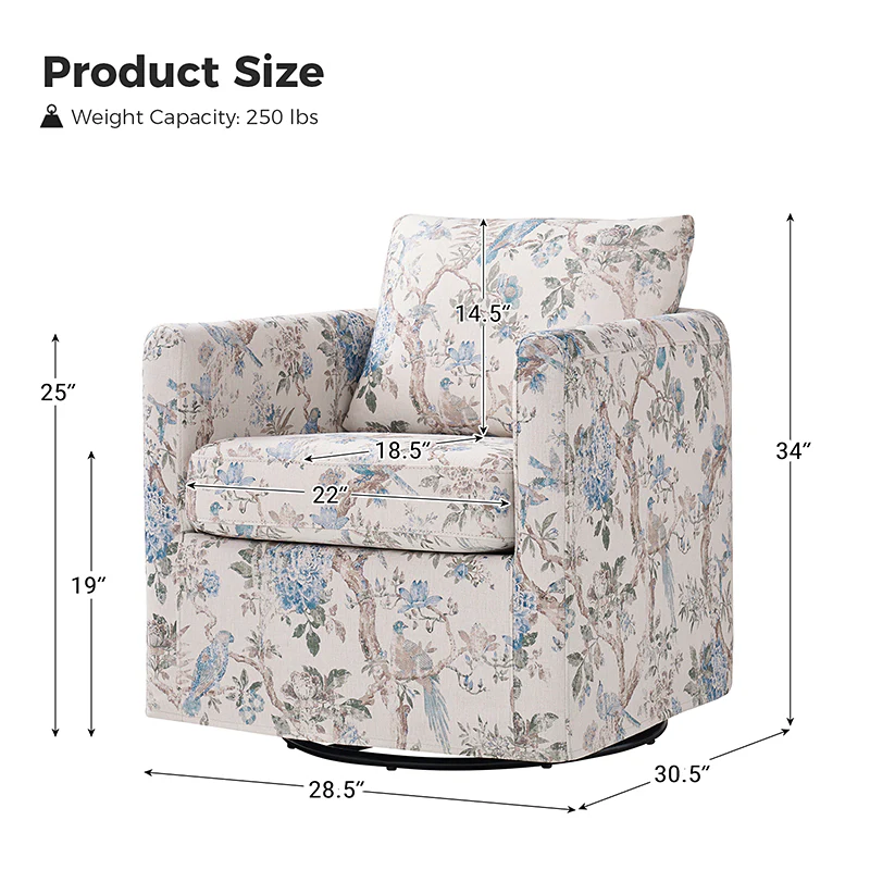 Claudius Upholstered Slipcovered Swivel Barrel Chair