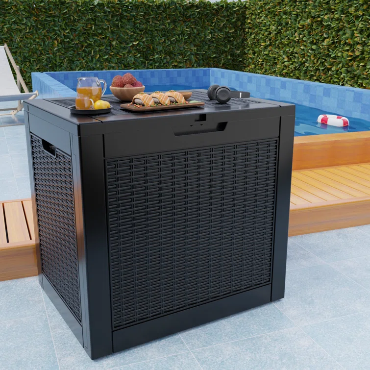 WORACO 17.09'' W 30 Gallons Water Resistant Resin Lockable Deck Box
