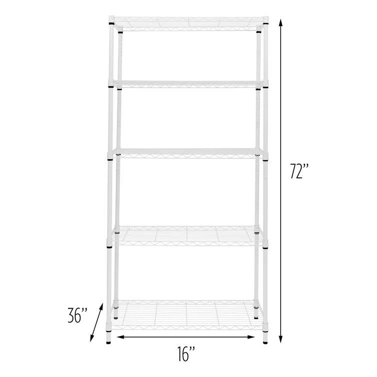5-Tier Metal Height-Adjustable Shelving Unit (36" W X 72" H x 16" D)