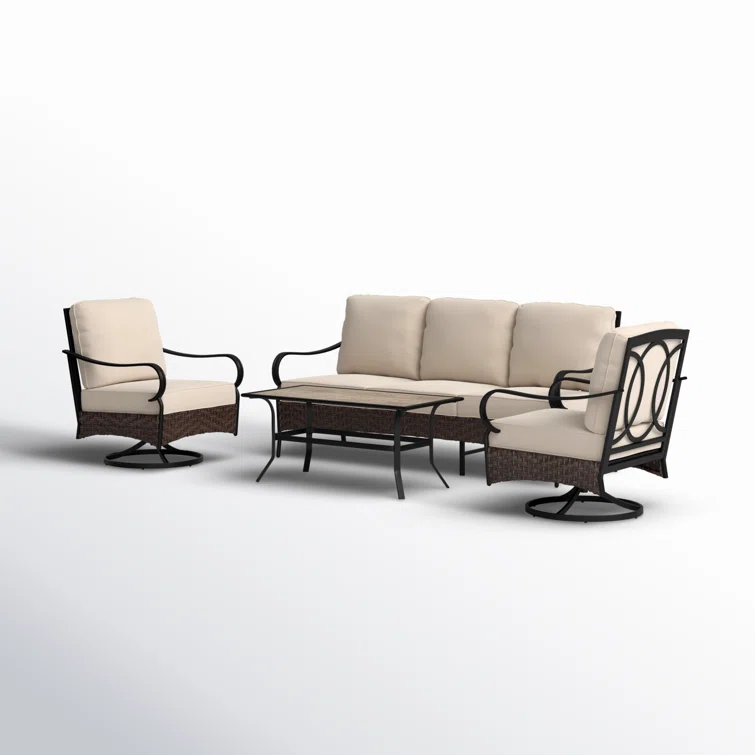 Argyri 5-7-Person Patio Conversation Set with Swivel Lounge Chairs & Sofa