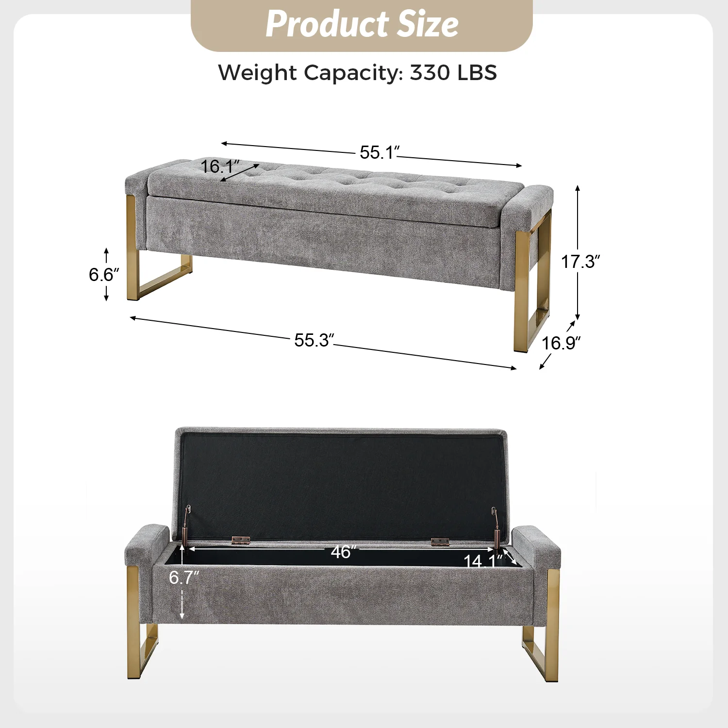 Flora Modern Upholstered Flip Top Storage Bench