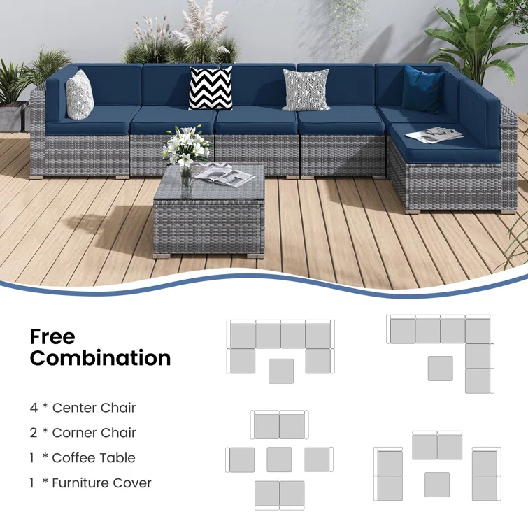 Delphene 6 - Person Outdoor Seating Group with Cushions