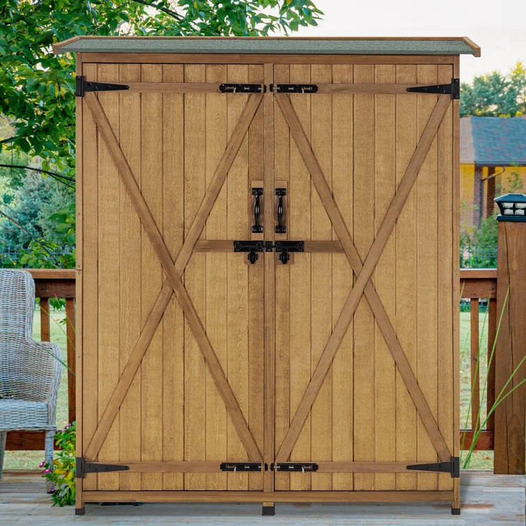 4.5 ft. W x 1.5 ft. D Solid Wood Sheds Outdoor Backyard Garden Racks Shelves