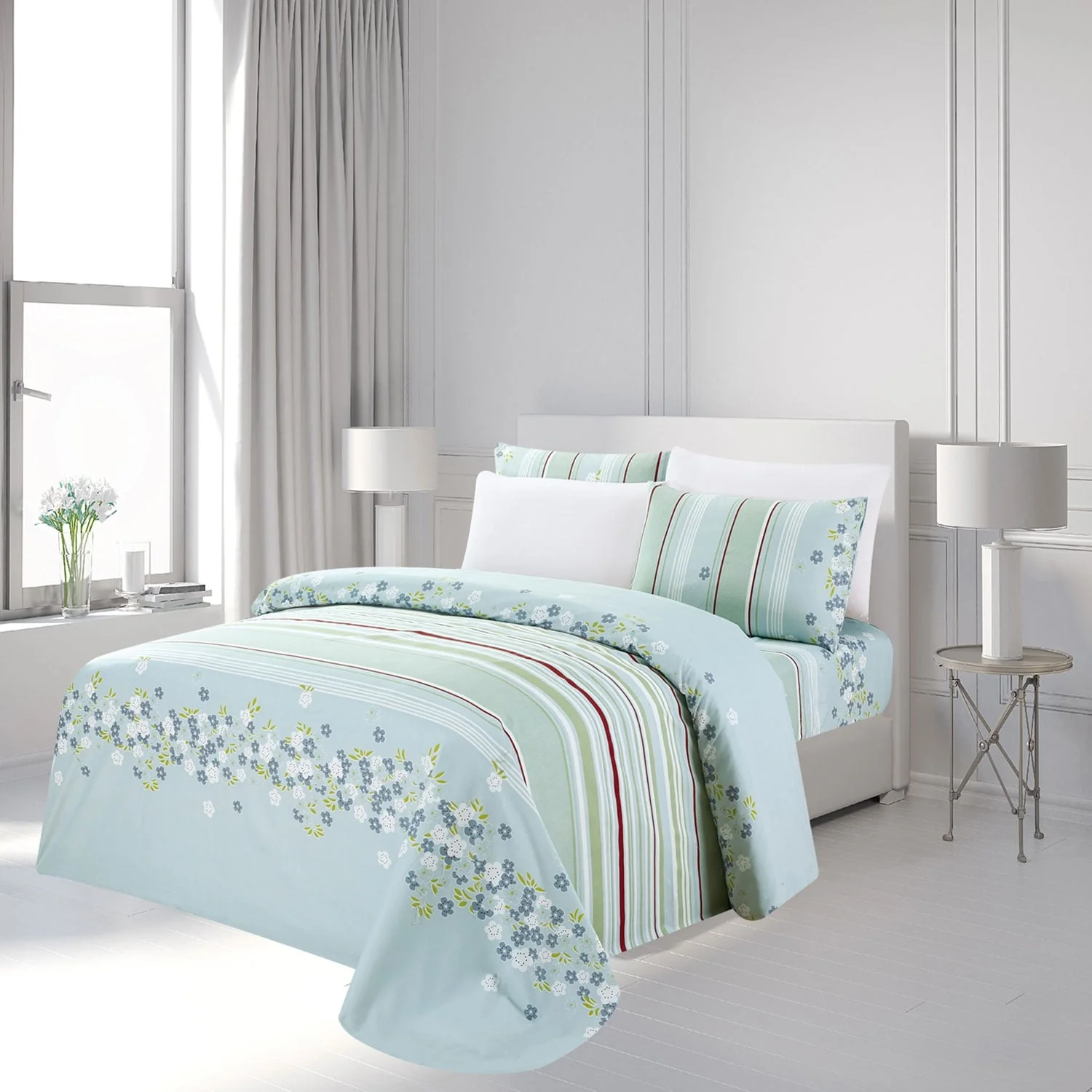 Premius Ivy 6 Piece Premium Luxurious Wrinkle-Free Microfiber Sheet Set, Twin