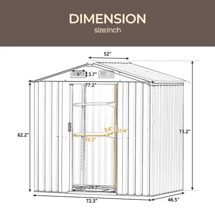6 ft. W x 4 ft. D Stainless Steel Horizontal Garage Shed