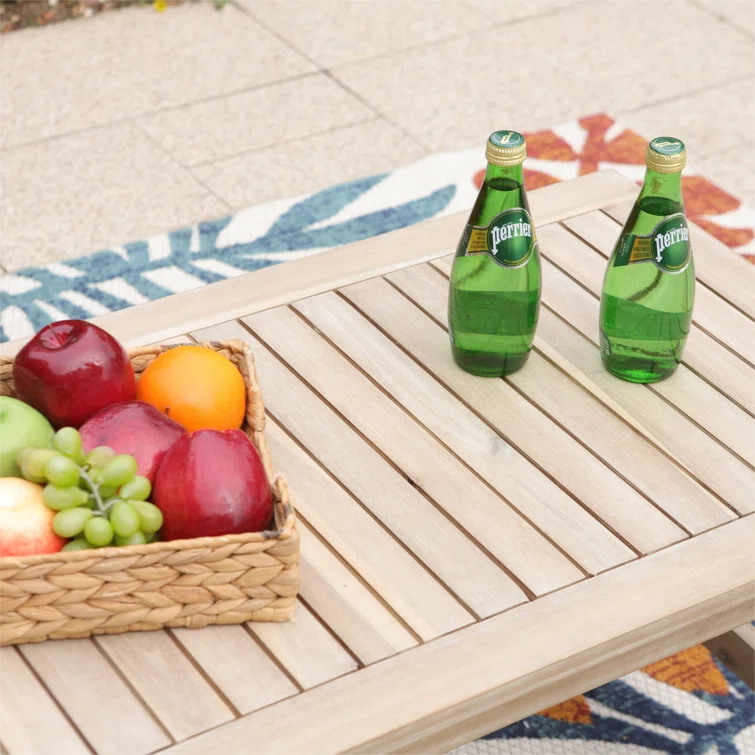 Romin 6-Person Outdoor Patio Conversation Furniture Set with Acacia Wood Coffee Table
