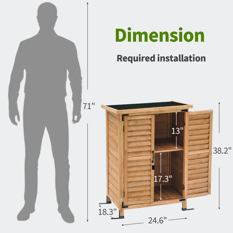 24.6 in. W x 18 in. D Outdoor Wood Storage Cabinet,Garden Wooden Tool Shed with Double Doors