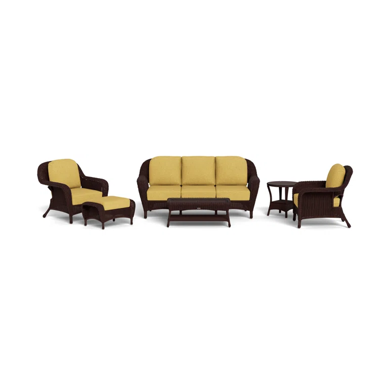 Sea Pines Wicker/Rattan 5 - Person Seating Group with Cushions