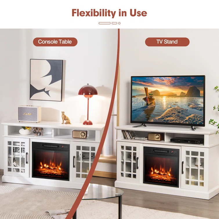 Ripley 48'' W Storage Credenza with Electric Fireplace Included