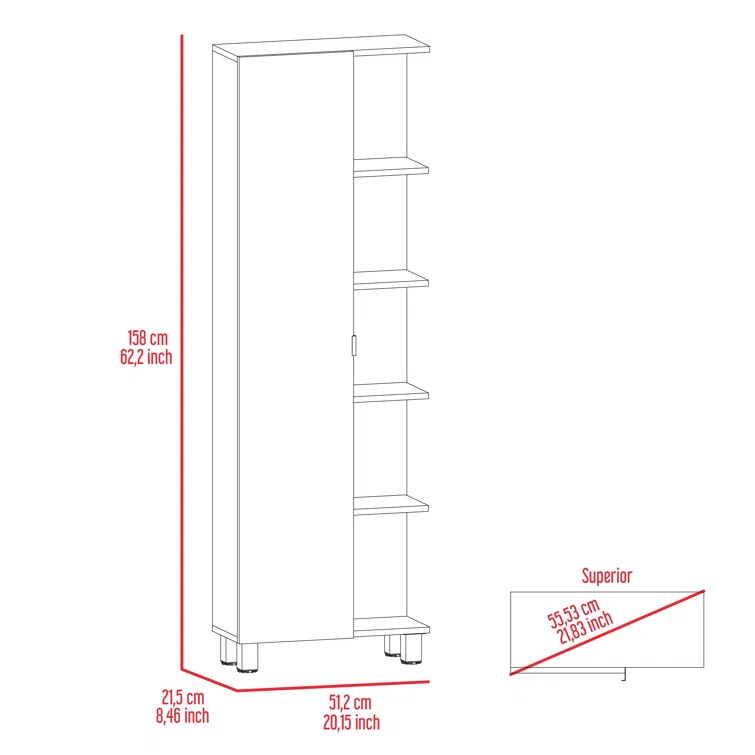 Urano Single Storage Cabinet ( 62.2'' H x 20.1'' W x 8.5'' D)