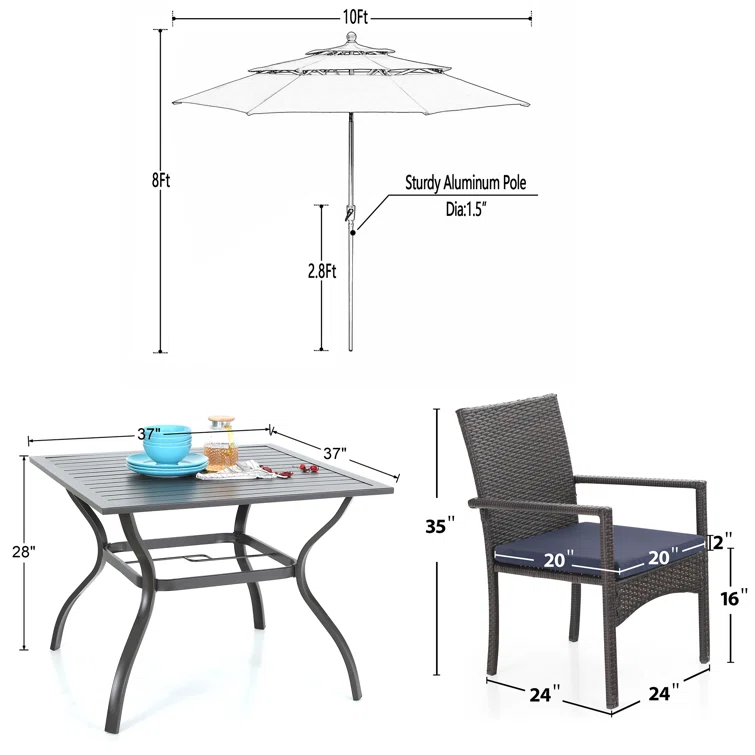 Alyah 4 - Person Square Outdoor Dining Set with Cushions